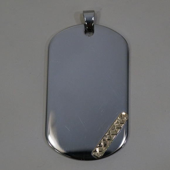 effy-necklace-n5756-1y-  Stainless Steel & 14KY Gold Dog Tag Pendant